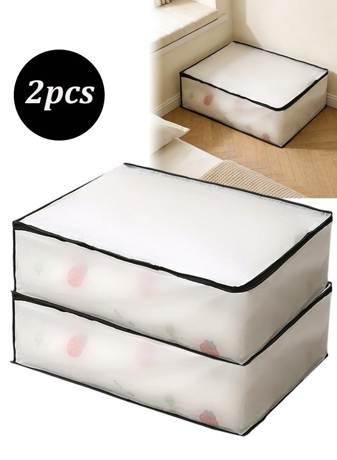 2PCS Storage Bag Clothes Storage Bag, Extra Large Storage Bags, Foldable Closet Organizers PEVA Clothes Wardrobe Storage Containers with Zipper, Environmental and Moisture-Proof Storage Bag for Clothes, Quilt, Bedding - Image 1